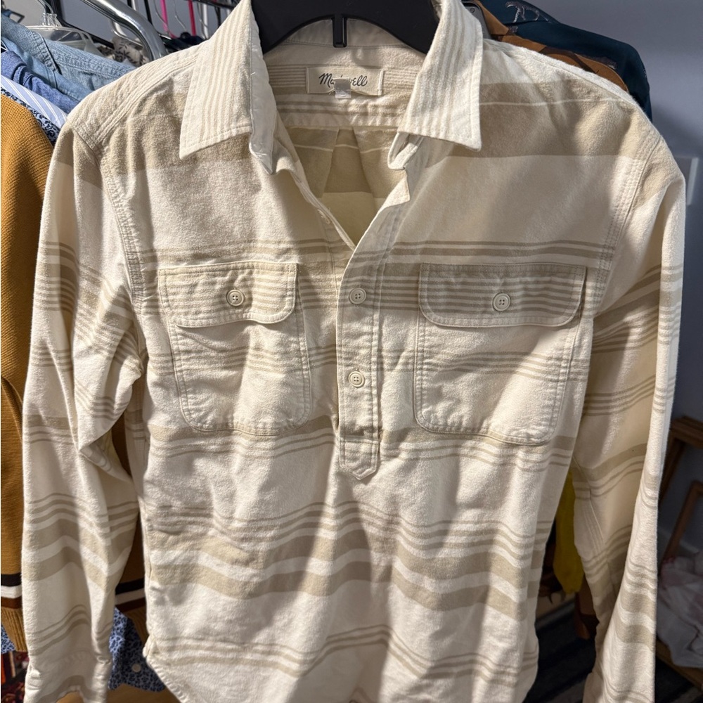 Madewell Men's Cream Button-Up Shirt